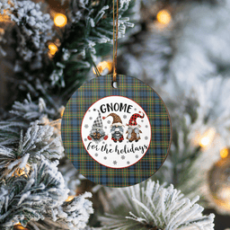 Scottish MacLellan Ancient Clan Tartan Ceramic Ornament - Gnome Round Style Scottish Plaid Tartan Plaid