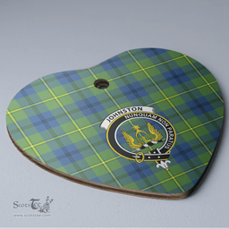 Scottish Johnston Ancient Clan Tartan Ceramic Ornament - Crest Heart Style Scottish Plaid Tartan Plaid