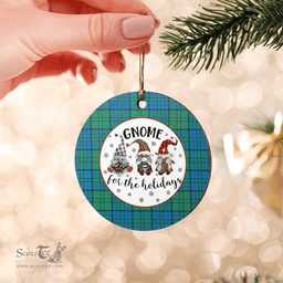 Scottish Lockhart Clan Tartan Ceramic Ornament - Gnome Round Style Scottish Plaid Tartan Plaid