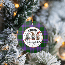 Scottish Elphinstone Clan Tartan Ceramic Ornament - Gnome Round Style Scottish Plaid Tartan Plaid