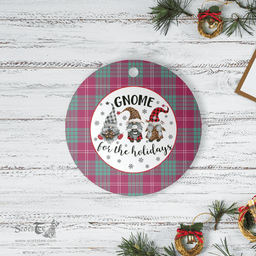 Scottish Crawford Ancient Clan Tartan Ceramic Ornament - Gnome Round Style Scottish Plaid Tartan Plaid