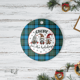 Scottish Fergusson Ancient Clan Tartan Ceramic Ornament - Gnome Round Style Scottish Plaid Tartan Plaid