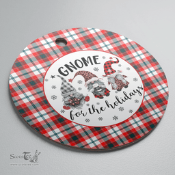 Scottish Glasgow District Clan Tartan Ceramic Ornament - Gnome Round Style Scottish Plaid Tartan Plaid