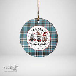 Scottish Thomson Clan Tartan Ceramic Ornament - Gnome Round Style Scottish Plaid Tartan Plaid