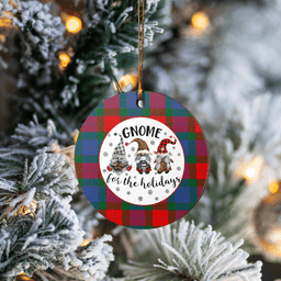 Scottish Mar Clan Tartan Ceramic Ornament - Gnome Round Style Scottish Plaid Tartan Plaid