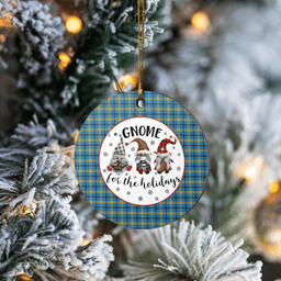 Scottish Laing Clan Tartan Ceramic Ornament - Gnome Round Style Scottish Plaid Tartan Plaid