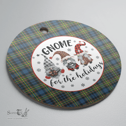Scottish MacLellan Ancient Clan Tartan Ceramic Ornament - Gnome Round Style Scottish Plaid Tartan Plaid