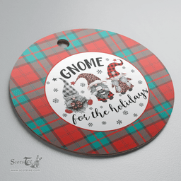 Scottish Dunbar Ancient Clan Tartan Ceramic Ornament - Gnome Round Style Scottish Plaid Tartan Plaid