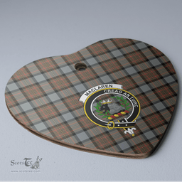 Scottish MacLaren Weathered Clan Tartan Ceramic Ornament - Crest Heart Style Scottish Plaid Tartan Plaid