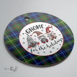 Scottish Smith Modern Clan Tartan Ceramic Ornament - Gnome Round Style Scottish Plaid Tartan Plaid