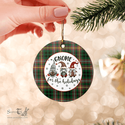 Scottish Buchanan Hunting Clan Tartan Ceramic Ornament - Gnome Round Style Scottish Plaid Tartan Plaid