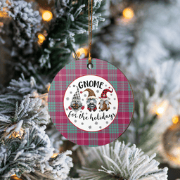 Scottish Crawford Ancient Clan Tartan Ceramic Ornament - Gnome Round Style Scottish Plaid Tartan Plaid