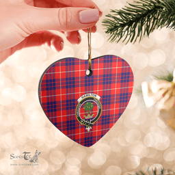 Scottish Hamilton Modern Clan Tartan Ceramic Ornament - Crest Heart Style Scottish Plaid Tartan Plaid