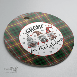 Scottish Buchanan Hunting Clan Tartan Ceramic Ornament - Gnome Round Style Scottish Plaid Tartan Plaid