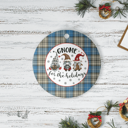 Scottish Napier Ancient Clan Tartan Ceramic Ornament - Gnome Round Style Scottish Plaid Tartan Plaid