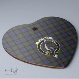 Scottish Fletcher of Dunans Clan Tartan Ceramic Ornament - Crest Heart Style Scottish Plaid Tartan Plaid