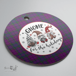 Scottish Wardlaw Clan Tartan Ceramic Ornament - Gnome Round Style Scottish Plaid Tartan Plaid