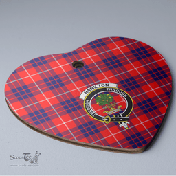 Scottish Hamilton Modern Clan Tartan Ceramic Ornament - Crest Heart Style Scottish Plaid Tartan Plaid