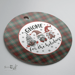 Scottish Scott Brown Ancient Clan Tartan Ceramic Ornament - Gnome Round Style Scottish Plaid Tartan Plaid