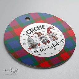 Scottish Mar Clan Tartan Ceramic Ornament - Gnome Round Style Scottish Plaid Tartan Plaid