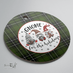 Scottish MacLean Hunting Clan Tartan Ceramic Ornament - Gnome Round Style Scottish Plaid Tartan Plaid