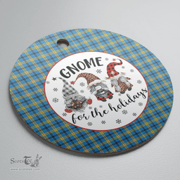Scottish Laing Clan Tartan Ceramic Ornament - Gnome Round Style Scottish Plaid Tartan Plaid