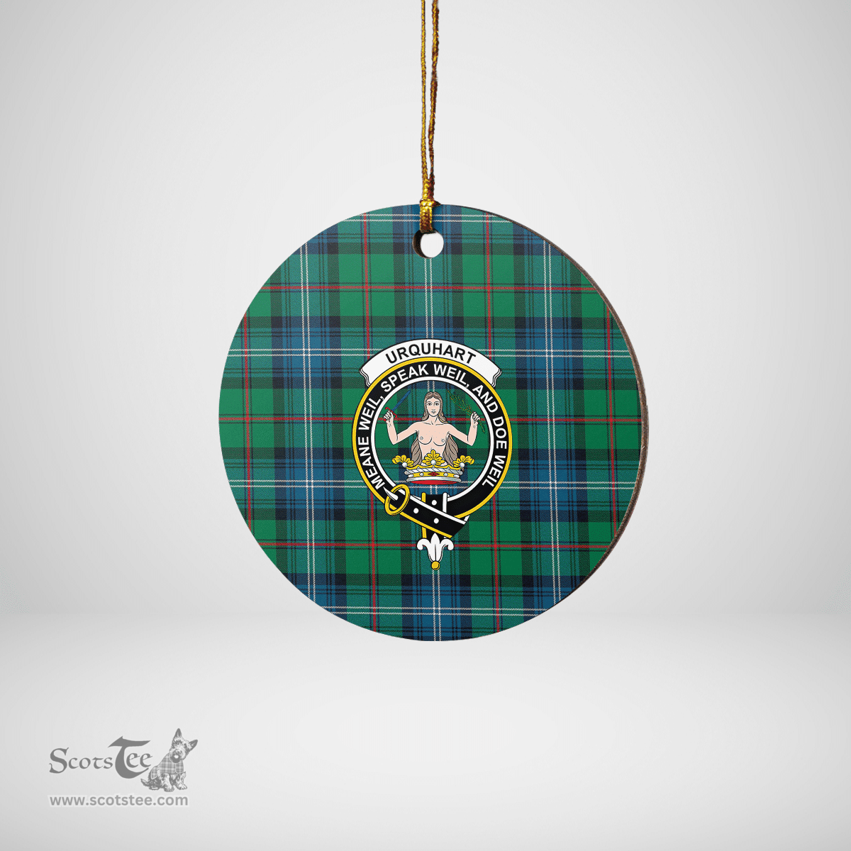 Scottish Urquhart Ancient Clan Tartan Ceramic Ornament - Crest Round Style Scottish Plaid Tartan Plaid
