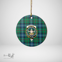 Scottish Urquhart Ancient Clan Tartan Ceramic Ornament - Crest Round Style Scottish Plaid Tartan Plaid