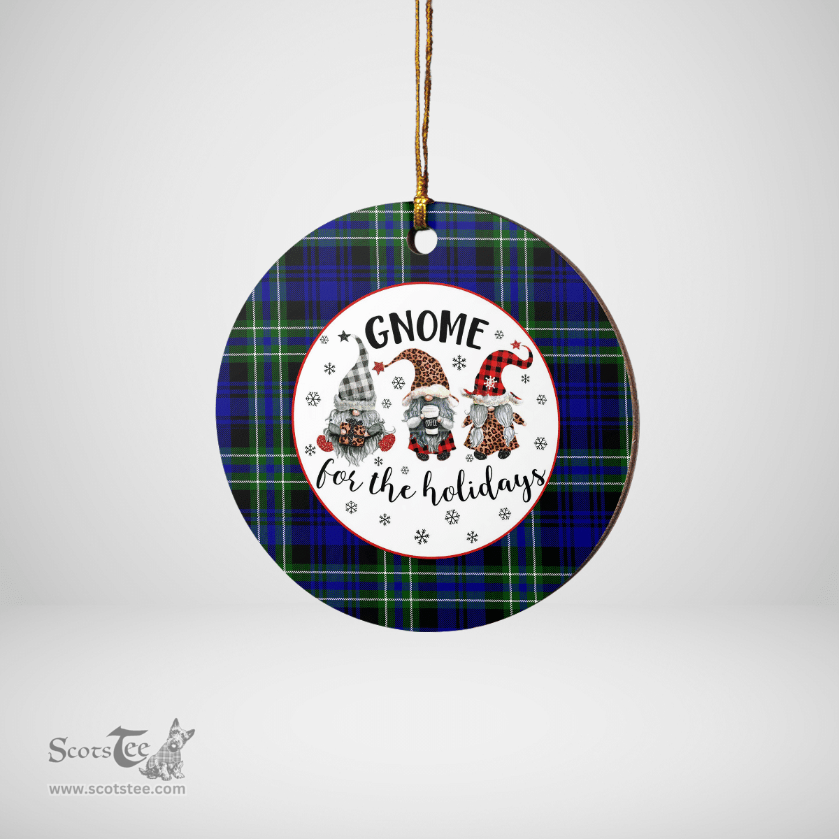 Scottish Arbuthnot Modern Clan Tartan Ceramic Ornament - Gnome Round Style Scottish Plaid Tartan Plaid