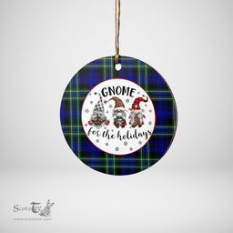 Scottish Arbuthnot Modern Clan Tartan Ceramic Ornament - Gnome Round Style Scottish Plaid Tartan Plaid