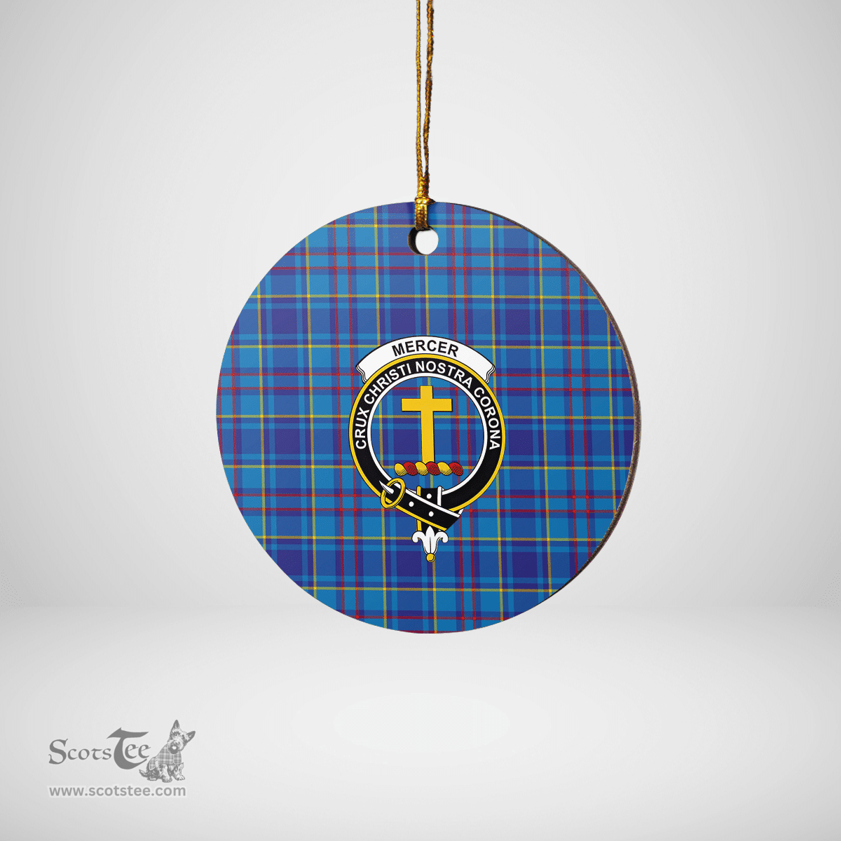 Scottish Mercer Modern Clan Tartan Ceramic Ornament - Crest Round Style Scottish Plaid Tartan Plaid