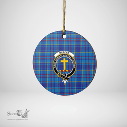 Scottish Mercer Modern Clan Tartan Ceramic Ornament - Crest Round Style Scottish Plaid Tartan Plaid