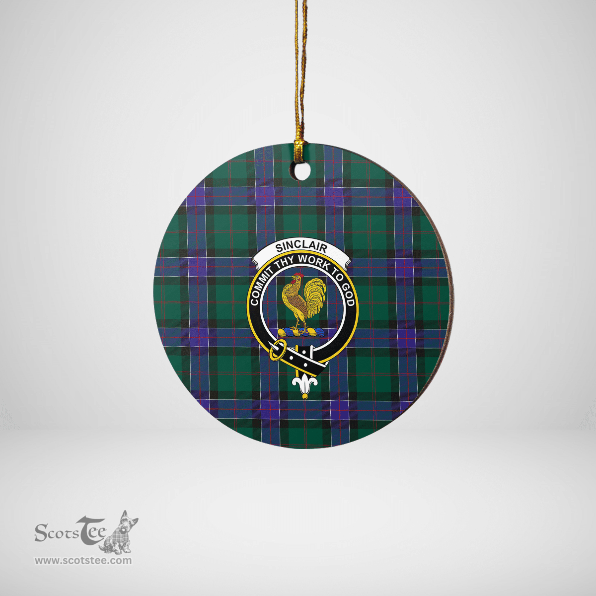 Scottish Sinclair Hunting Modern Clan Tartan Ceramic Ornament - Crest Round Style Scottish Plaid Tartan Plaid