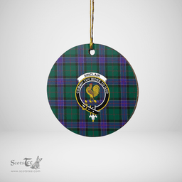 Scottish Sinclair Hunting Modern Clan Tartan Ceramic Ornament - Crest Round Style Scottish Plaid Tartan Plaid