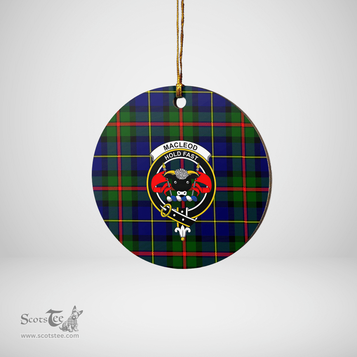 Scottish MacLeod of Harris Modern Clan Tartan Crest Round Ceramic Ornament