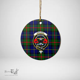 Scottish MacLeod of Harris Modern Clan Tartan Crest Round Ceramic Ornament
