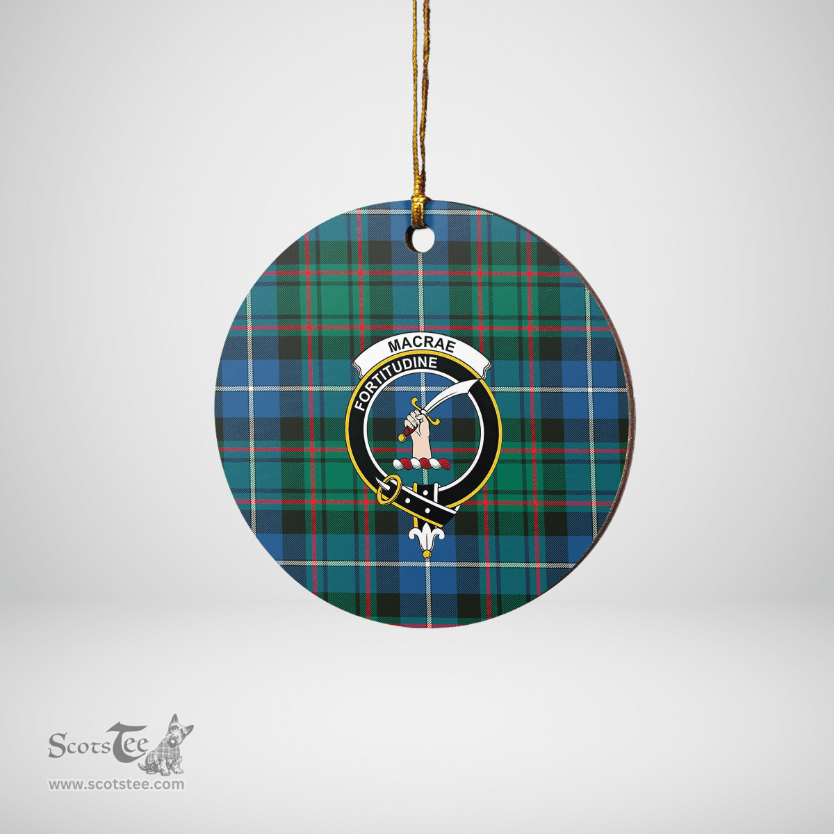 Scottish MacRae Hunting Ancient Clan Tartan Ceramic Ornament - Crest Round Style Scottish Plaid Tartan Plaid