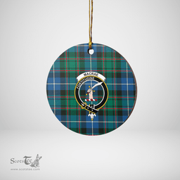 Scottish MacRae Hunting Ancient Clan Tartan Ceramic Ornament - Crest Round Style Scottish Plaid Tartan Plaid