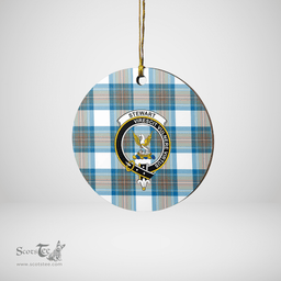 Scottish Stewart Muted Blue Clan Tartan Ceramic Ornament - Crest Round Style Scottish Plaid Tartan Plaid