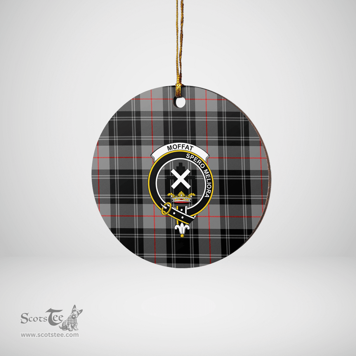 Scottish Moffat Modern Clan Tartan Ceramic Ornament - Crest Round Style Scottish Plaid Tartan Plaid