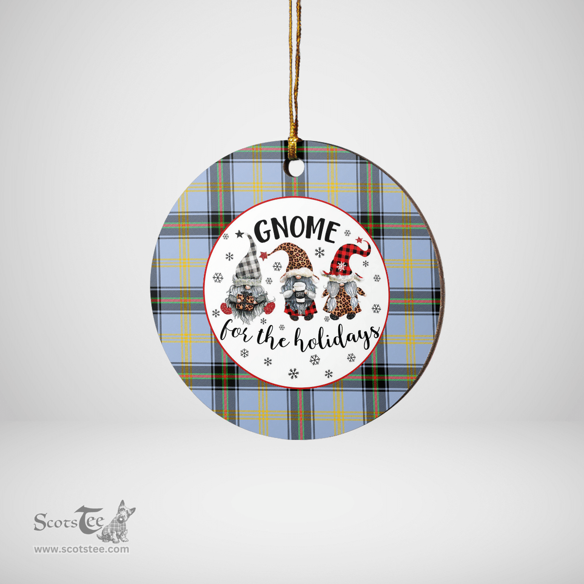 Scottish Bell of the Borders Clan Tartan Ceramic Ornament - Gnome Round Style Scottish Plaid Tartan Plaid