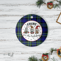 Scottish Arbuthnot Modern Clan Tartan Ceramic Ornament - Gnome Round Style Scottish Plaid Tartan Plaid