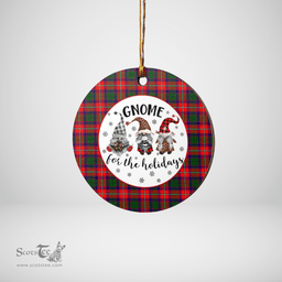 Scottish Belshes Clan Tartan Ceramic Ornament - Gnome Round Style Scottish Plaid Tartan Plaid
