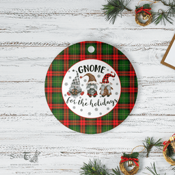 Scottish Blackstock Clan Tartan Ceramic Ornament - Gnome Round Style Scottish Plaid Tartan Plaid