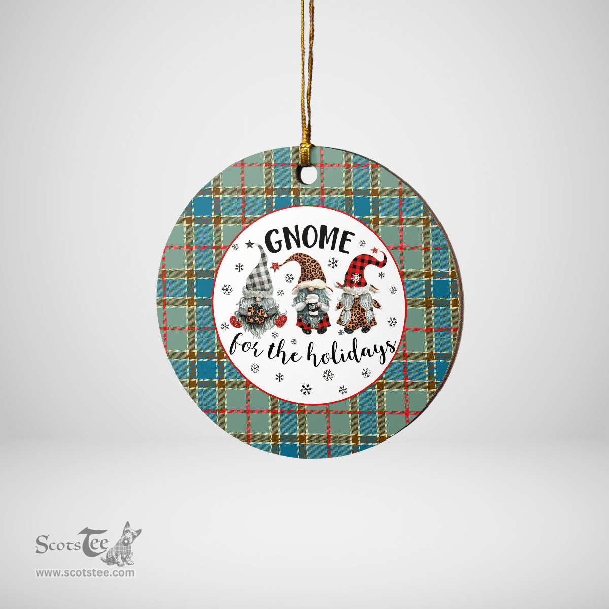 Scottish Balfour Blue Clan Tartan Ceramic Ornament - Gnome Round Style Scottish Plaid Tartan Plaid