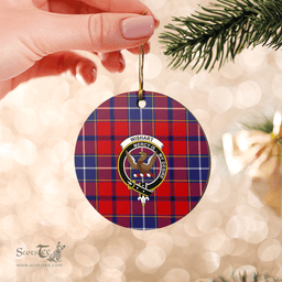 Scottish Wishart Dress Clan Tartan Ceramic Ornament - Crest Round Style Scottish Plaid Tartan Plaid