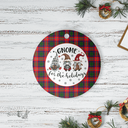 Scottish Belshes Clan Tartan Ceramic Ornament - Gnome Round Style Scottish Plaid Tartan Plaid