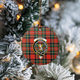 Scottish Stewart Royal Modern Clan Tartan Ceramic Ornament - Crest Round Style Scottish Plaid Tartan Plaid