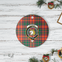 Scottish Stewart of Appin Ancient Clan Tartan Ceramic Ornament - Crest Round Style Scottish Plaid Tartan Plaid