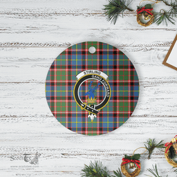 Scottish Stirling (of Cadder-Present Chief) Clan Tartan Ceramic Ornament - Crest Round Style Scottish Plaid Tartan Plaid